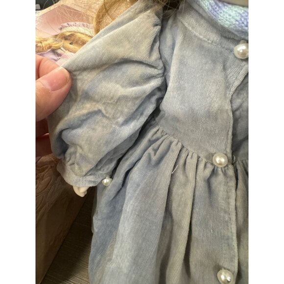 Vintage Enesco Precious Moments Doll Coat Scarf  14 in tall pearl button winter - Picture 7 of 11